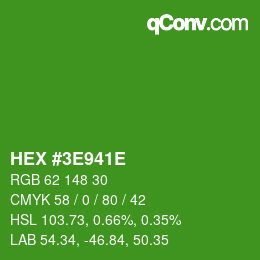 Color code: HEX #3E941E | qconv.com