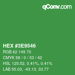 Color code: HEX #3E9546 | qconv.com