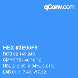 カラーコード: HEX #3E95F9 | qconv.com
