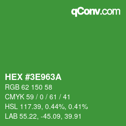 カラーコード: HEX #3E963A | qconv.com
