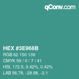 Color code: HEX #3E968B | qconv.com