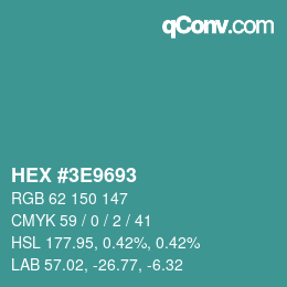 Color code: HEX #3E9693 | qconv.com