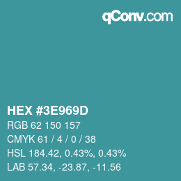 Farbcode: HEX #3E969D | qconv.com