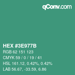 Color code: HEX #3E977B | qconv.com