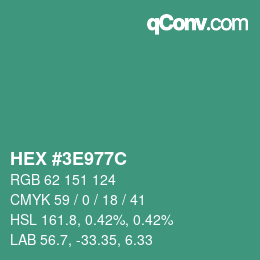 Color code: HEX #3E977C | qconv.com