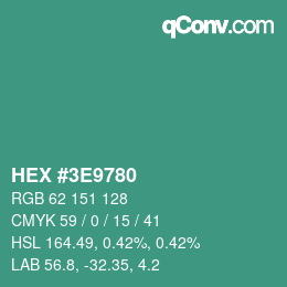 Color code: HEX #3E9780 | qconv.com