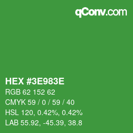 Farbcode: HEX #3E983E | qconv.com