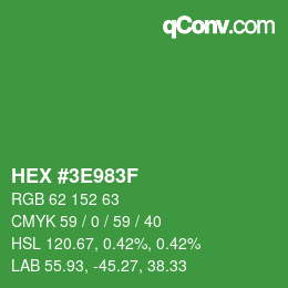 Color code: HEX #3E983F | qconv.com