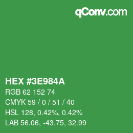 Color code: HEX #3E984A | qconv.com