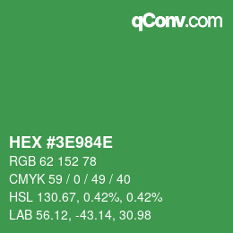 Color code: HEX #3E984E | qconv.com