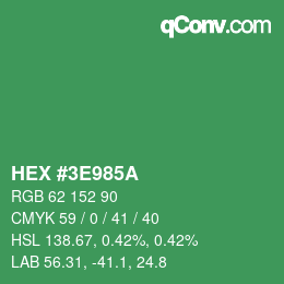 Color code: HEX #3E985A | qconv.com