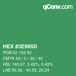 Color code: HEX #3E985D | qconv.com