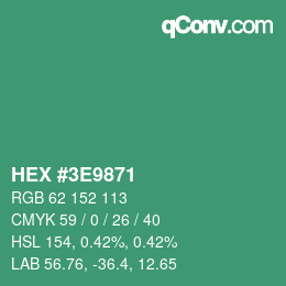 Color code: HEX #3E9871 | qconv.com