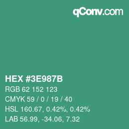 Color code: HEX #3E987B | qconv.com