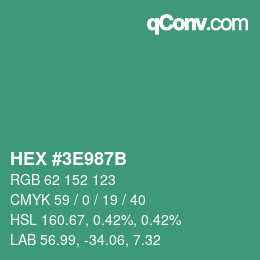 Color code: HEX #3E987B | qconv.com