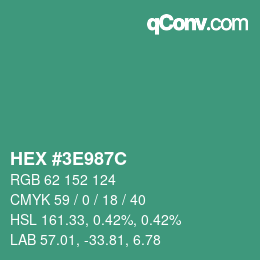 Color code: HEX #3E987C | qconv.com