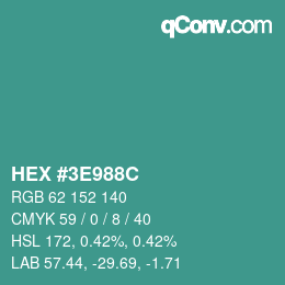Color code: HEX #3E988C | qconv.com