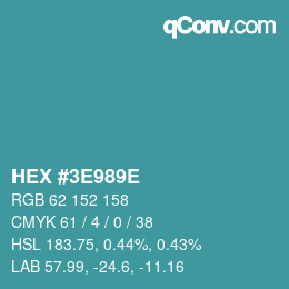 Color code: HEX #3E989E | qconv.com