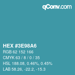 カラーコード: HEX #3E98A6 | qconv.com