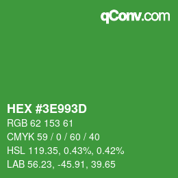 Color code: HEX #3E993D | qconv.com