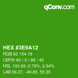 Color code: HEX #3E9A12 | qconv.com