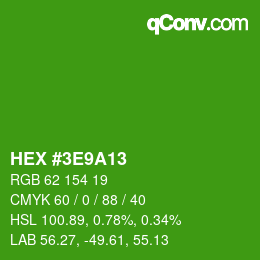 Color code: HEX #3E9A13 | qconv.com