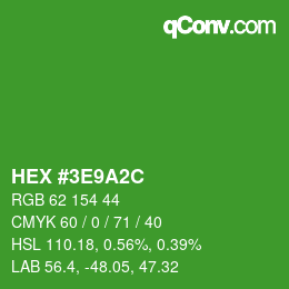 Color code: HEX #3E9A2C | qconv.com