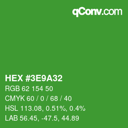 Color code: HEX #3E9A32 | qconv.com