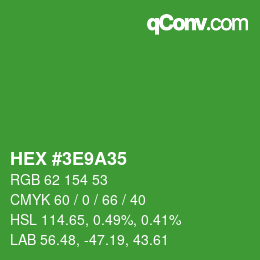 Color code: HEX #3E9A35 | qconv.com