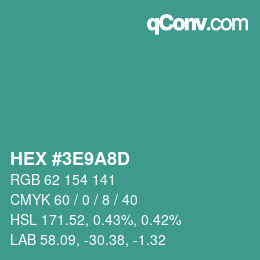 Código de color: HEX #3E9A8D | qconv.com