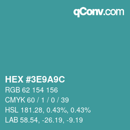 Color code: HEX #3E9A9C | qconv.com