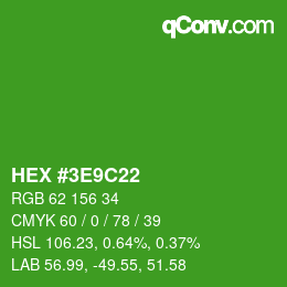 Color code: HEX #3E9C22 | qconv.com