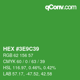 Color code: HEX #3E9C39 | qconv.com