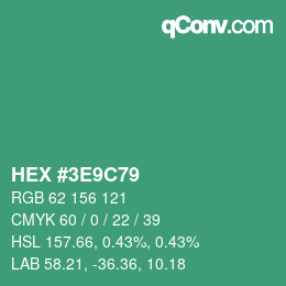 Color code: HEX #3E9C79 | qconv.com