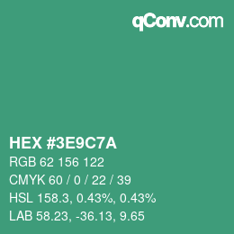 Color code: HEX #3E9C7A | qconv.com