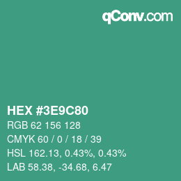 Color code: HEX #3E9C80 | qconv.com