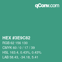 Color code: HEX #3E9C82 | qconv.com