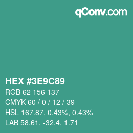 Color code: HEX #3E9C89 | qconv.com