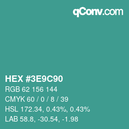 Color code: HEX #3E9C90 | qconv.com