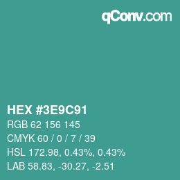 Color code: HEX #3E9C91 | qconv.com