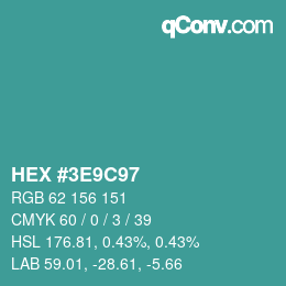 Color code: HEX #3E9C97 | qconv.com