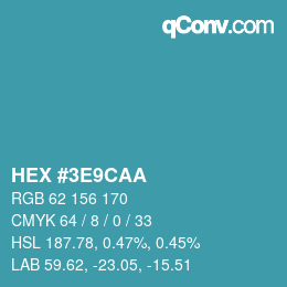 Color code: HEX #3E9CAA | qconv.com