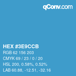 Color code: HEX #3E9CCB | qconv.com