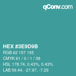 Color code: HEX #3E9D9B | qconv.com