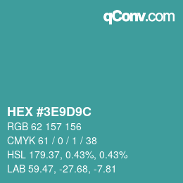 Color code: HEX #3E9D9C | qconv.com