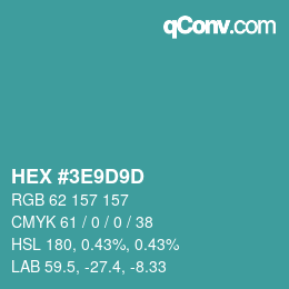 Color code: HEX #3E9D9D | qconv.com