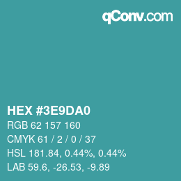 Color code: HEX #3E9DA0 | qconv.com
