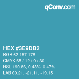 颜色代码: HEX #3E9DB2 | qconv.com