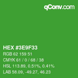 Color code: HEX #3E9F33 | qconv.com