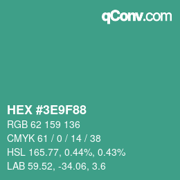 Color code: HEX #3E9F88 | qconv.com